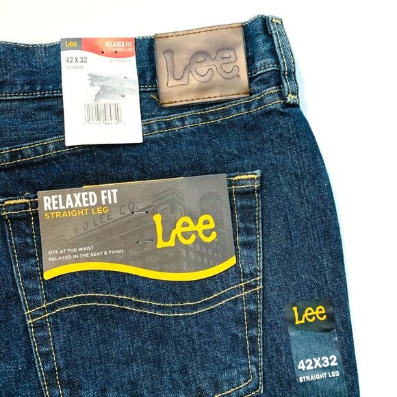 NWT Lee Tomas Relaxed Fit Straight Leg Jeans Dark Wash Denim Men's 42x32 - Picture 2 of 11